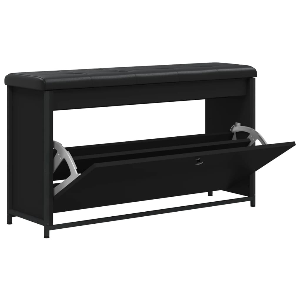 VidaXL Schoenenbankje met klaplade 102x32x56 cm zwart