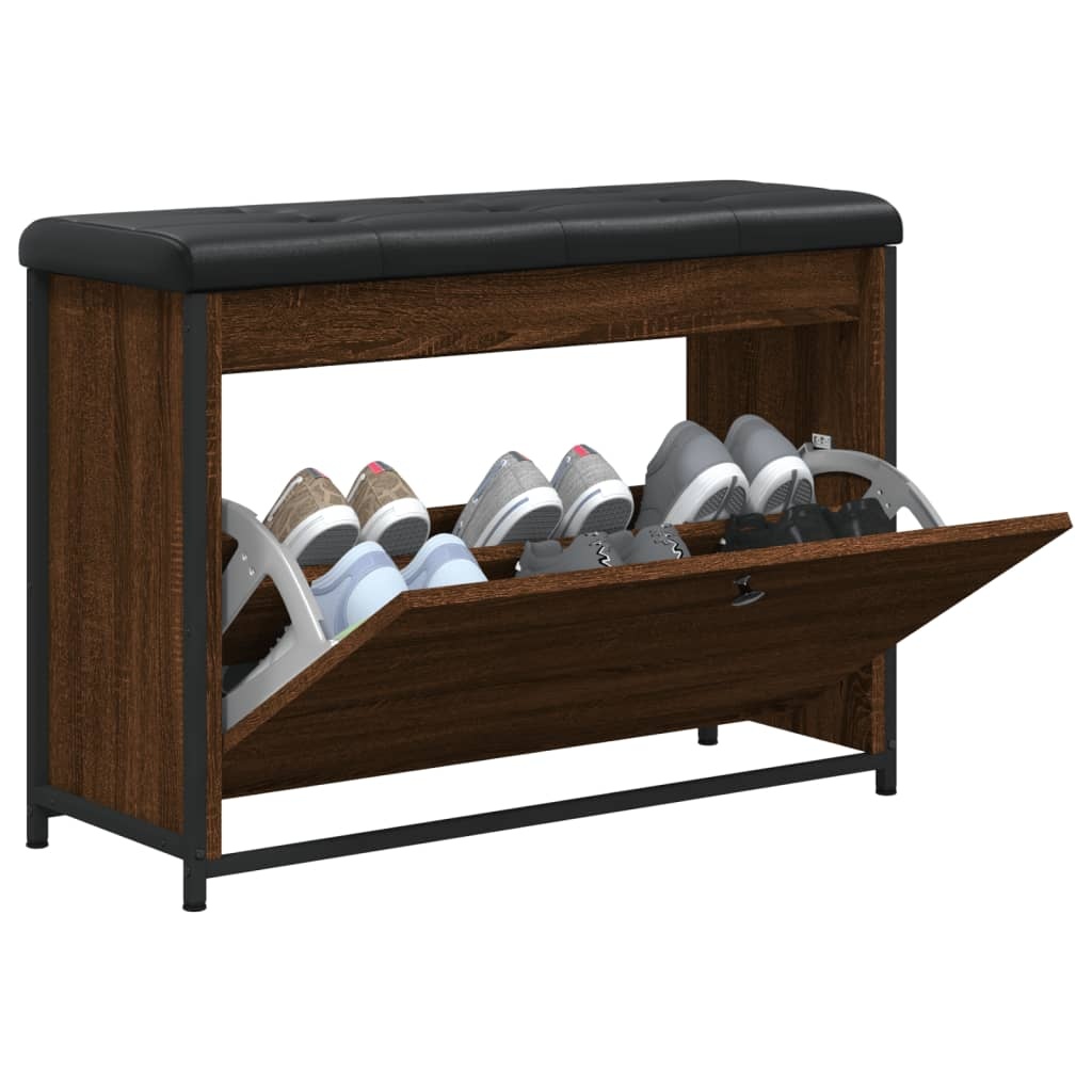 VidaXL Schoenenbankje met klaplade 82x32x56 cm bruineikenkleurig