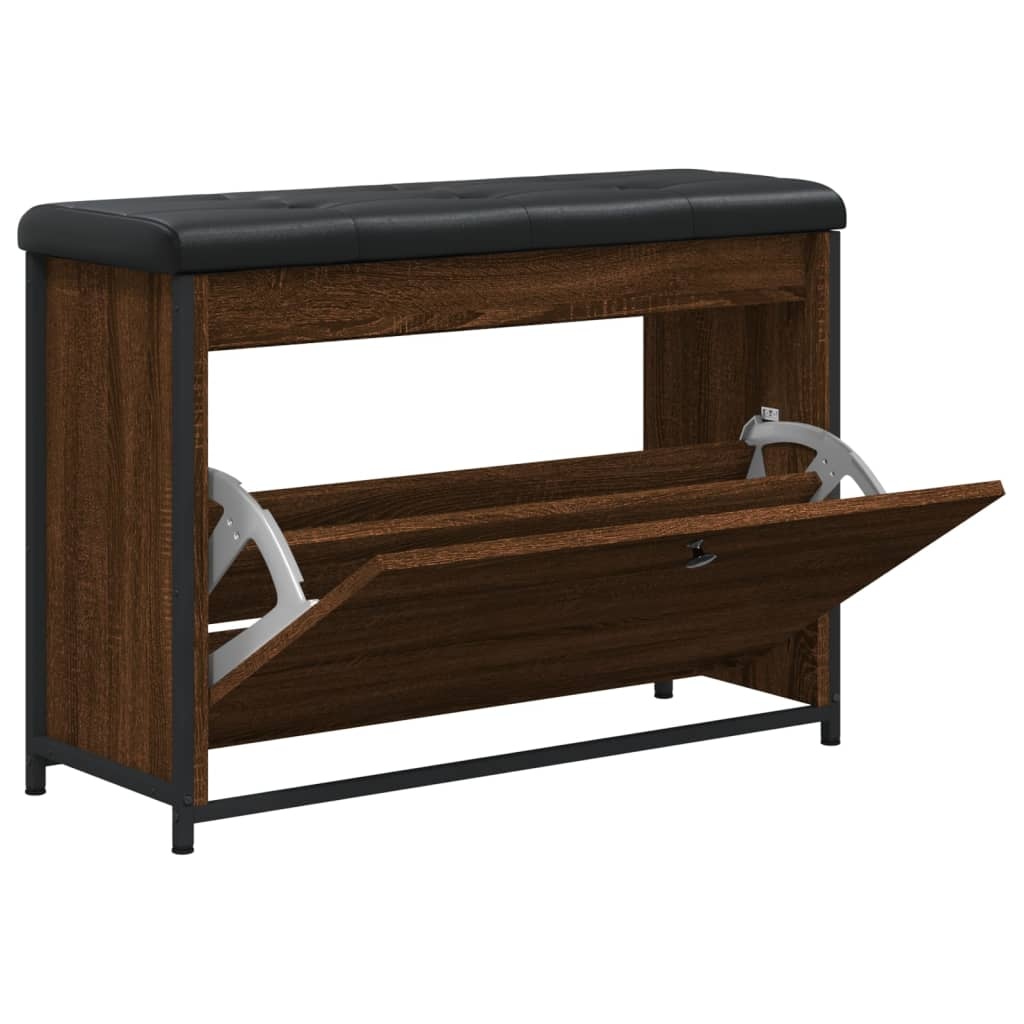 VidaXL Schoenenbankje met klaplade 82x32x56 cm bruineikenkleurig