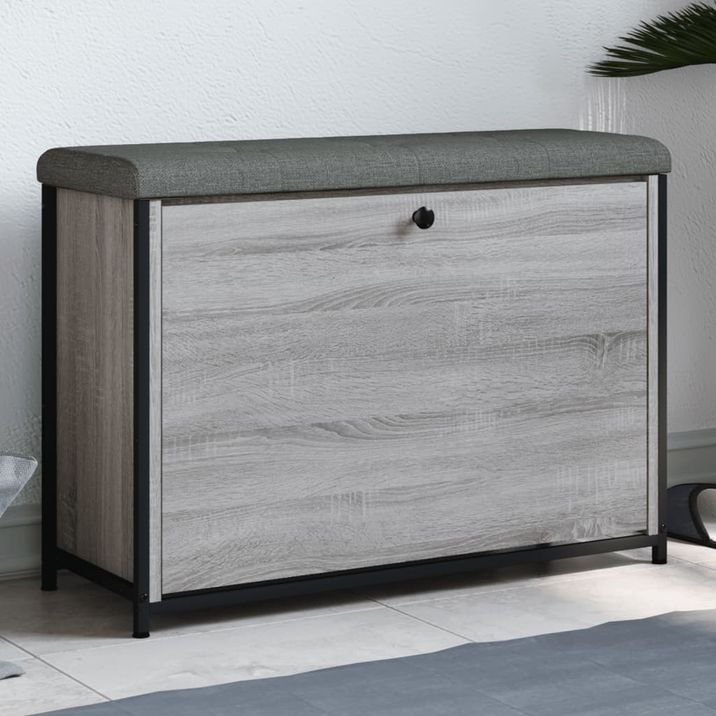 VidaXL Schoenenbankje met klaplade 82x32x56 cm grijs sonoma eikenkleur