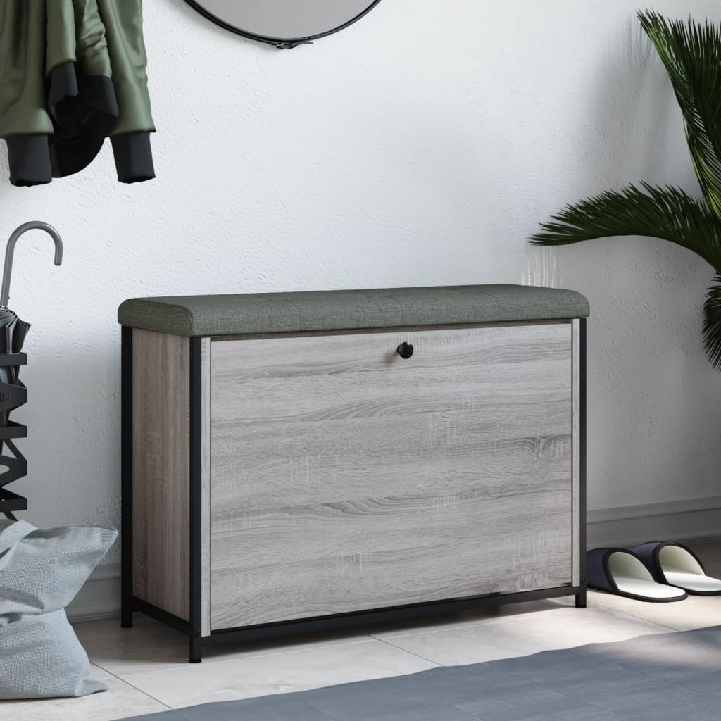 VidaXL Schoenenbankje met klaplade 82x32x56 cm grijs sonoma eikenkleur
