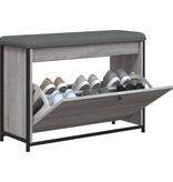 VidaXL Schoenenbankje met klaplade 82x32x56 cm grijs sonoma eikenkleur