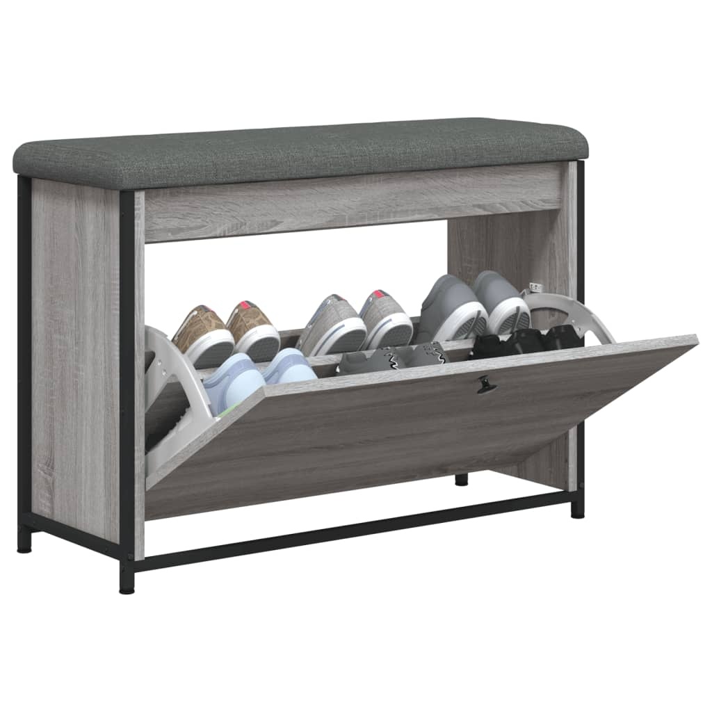 VidaXL Schoenenbankje met klaplade 82x32x56 cm grijs sonoma eikenkleur