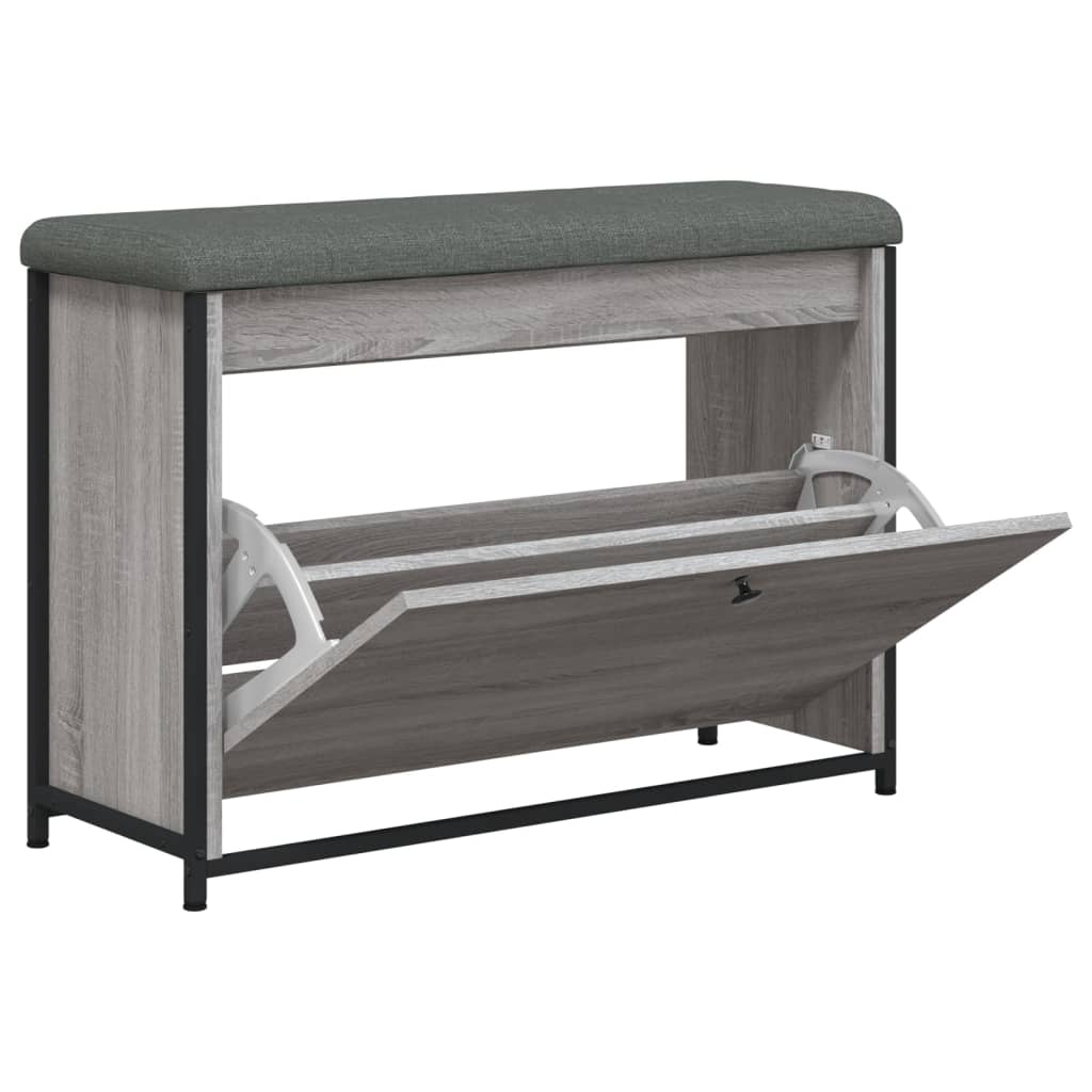 VidaXL Schoenenbankje met klaplade 82x32x56 cm grijs sonoma eikenkleur