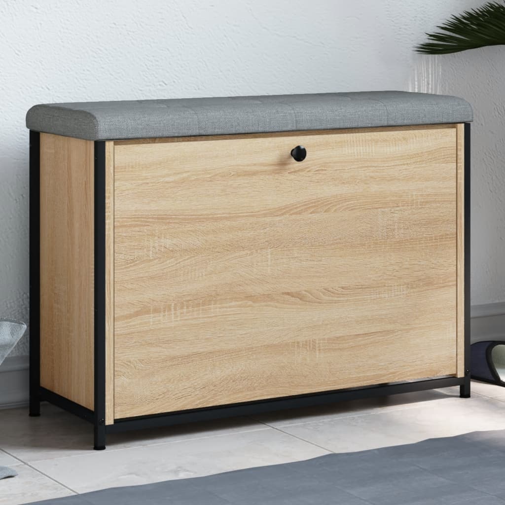 VidaXL Schoenenbankje met klaplade 82x32x56 cm sonoma eikenkleurig