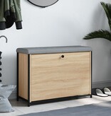 VidaXL Schoenenbankje met klaplade 82x32x56 cm sonoma eikenkleurig
