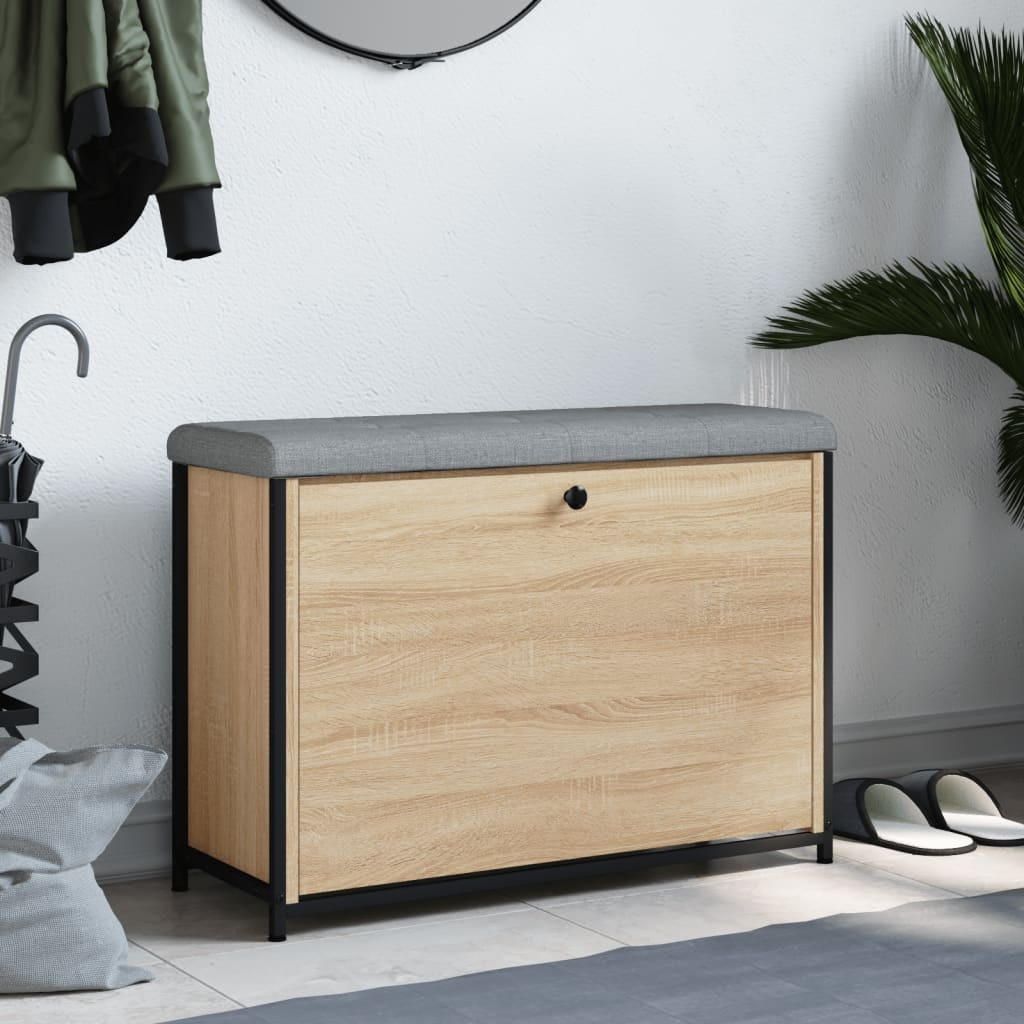 VidaXL Schoenenbankje met klaplade 82x32x56 cm sonoma eikenkleurig
