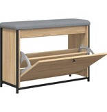 VidaXL Schoenenbankje met klaplade 82x32x56 cm sonoma eikenkleurig
