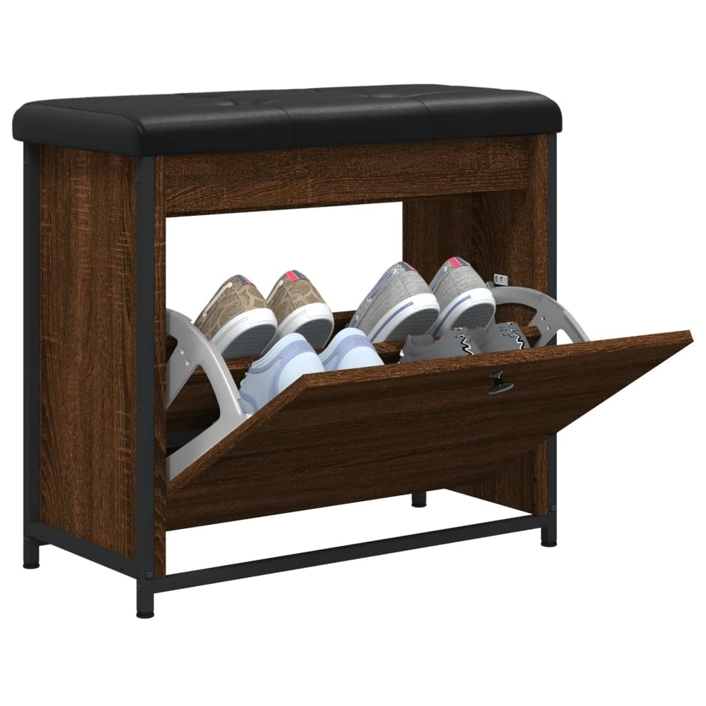 VidaXL Schoenenbankje met klaplade 62x32x56 cm bruineikenkleurig