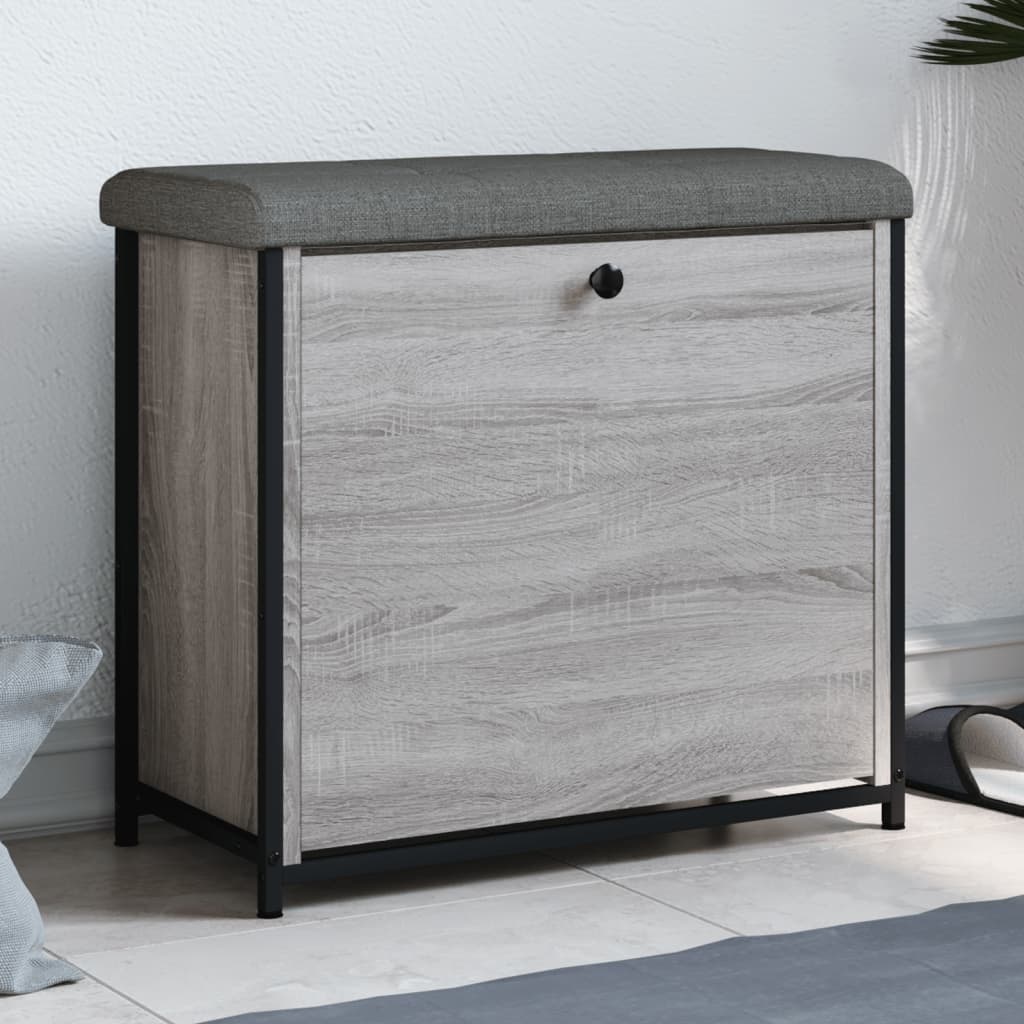 VidaXL Schoenenbankje met klaplade 62x32x56 cm grijs sonoma eikenkleur