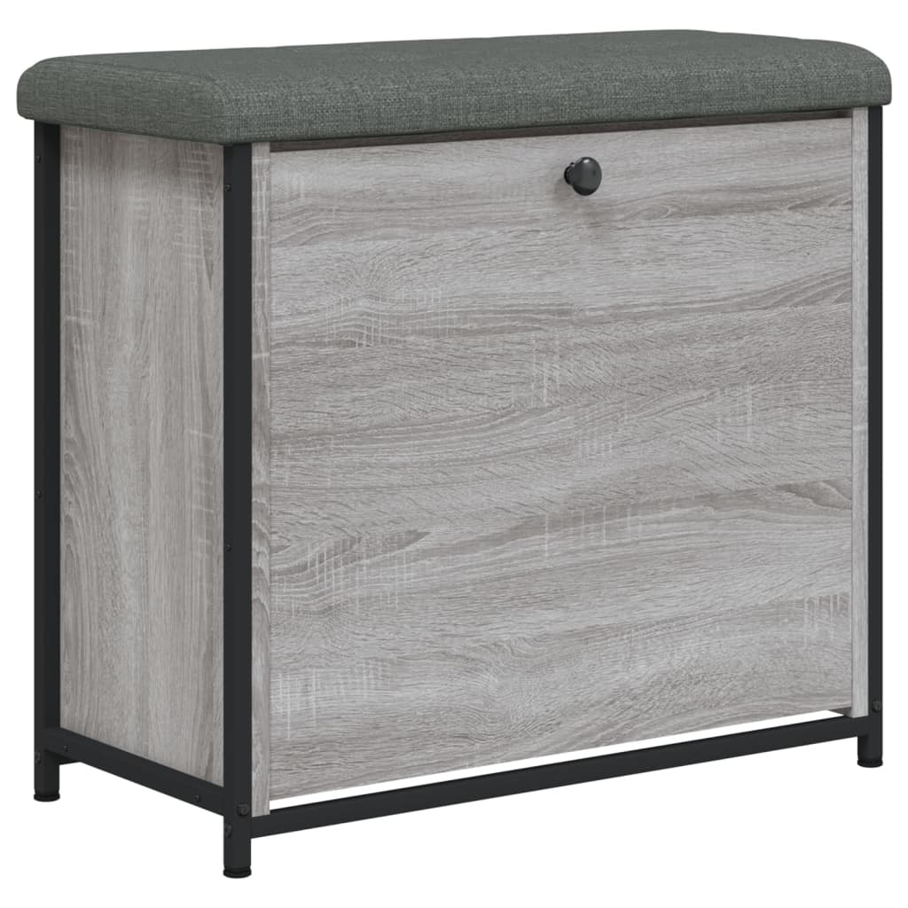 VidaXL Schoenenbankje met klaplade 62x32x56 cm grijs sonoma eikenkleur