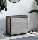 VidaXL Schoenenbankje met klaplade 62x32x56 cm grijs sonoma eikenkleur