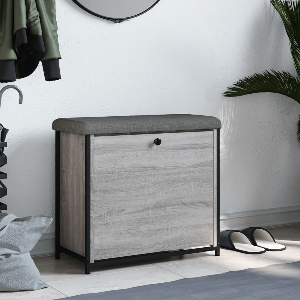 VidaXL Schoenenbankje met klaplade 62x32x56 cm grijs sonoma eikenkleur