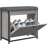 VidaXL Schoenenbankje met klaplade 62x32x56 cm grijs sonoma eikenkleur