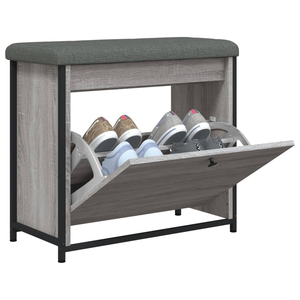 VidaXL Schoenenbankje met klaplade 62x32x56 cm grijs sonoma eikenkleur