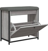 VidaXL Schoenenbankje met klaplade 62x32x56 cm grijs sonoma eikenkleur