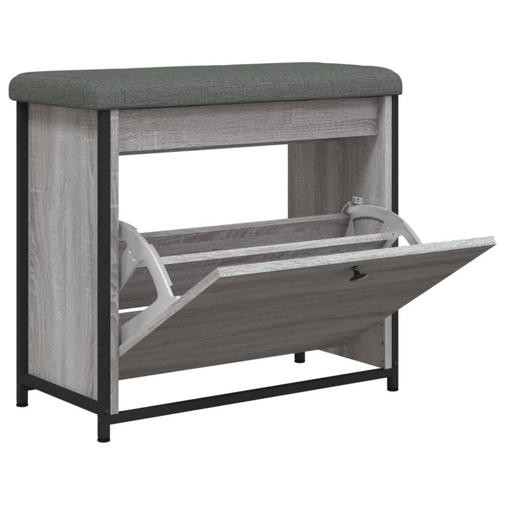 VidaXL Schoenenbankje met klaplade 62x32x56 cm grijs sonoma eikenkleur