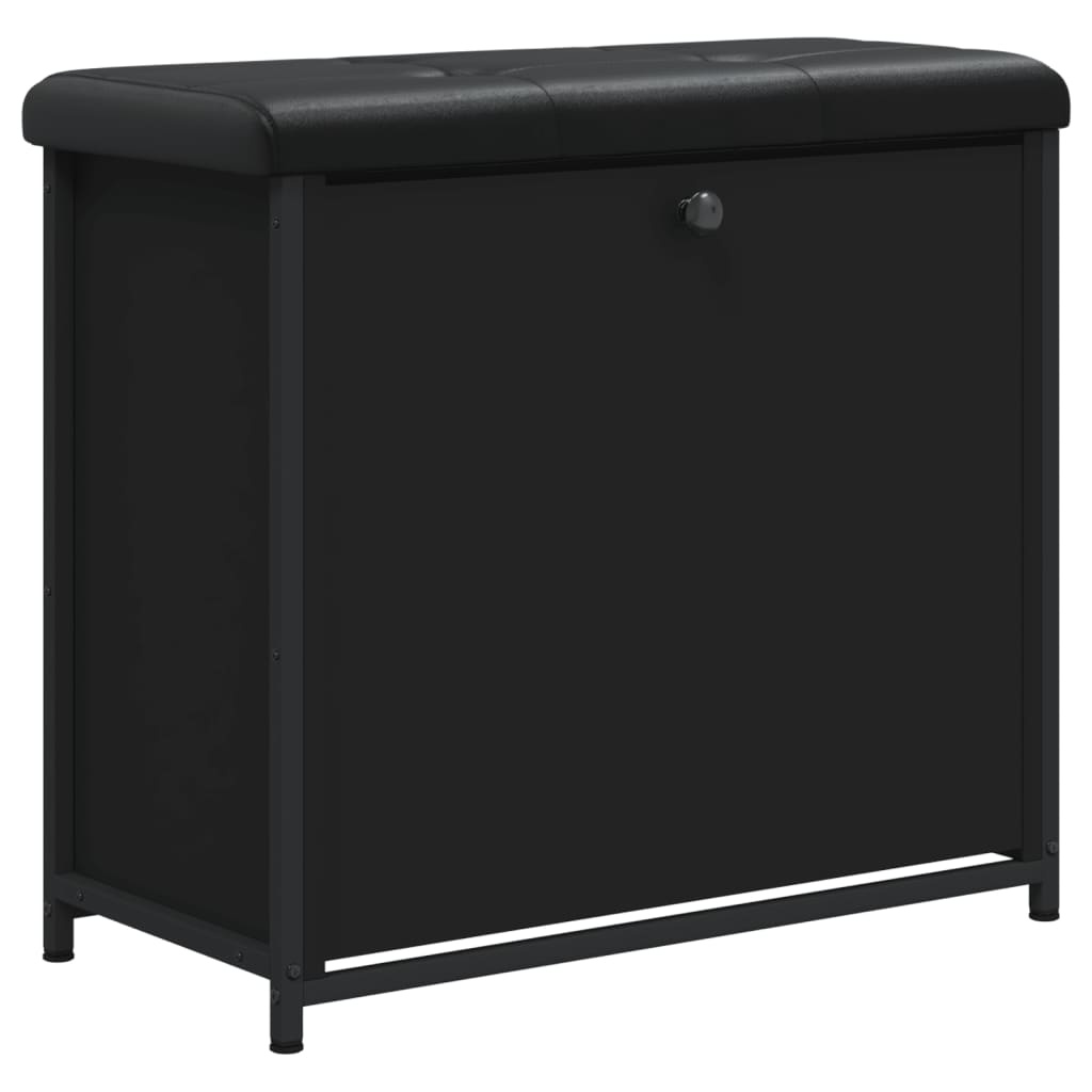 VidaXL Schoenenbankje met klaplade 62x32x56 cm zwart