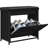 VidaXL Schoenenbankje met klaplade 62x32x56 cm zwart