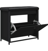 VidaXL Schoenenbankje met klaplade 62x32x56 cm zwart