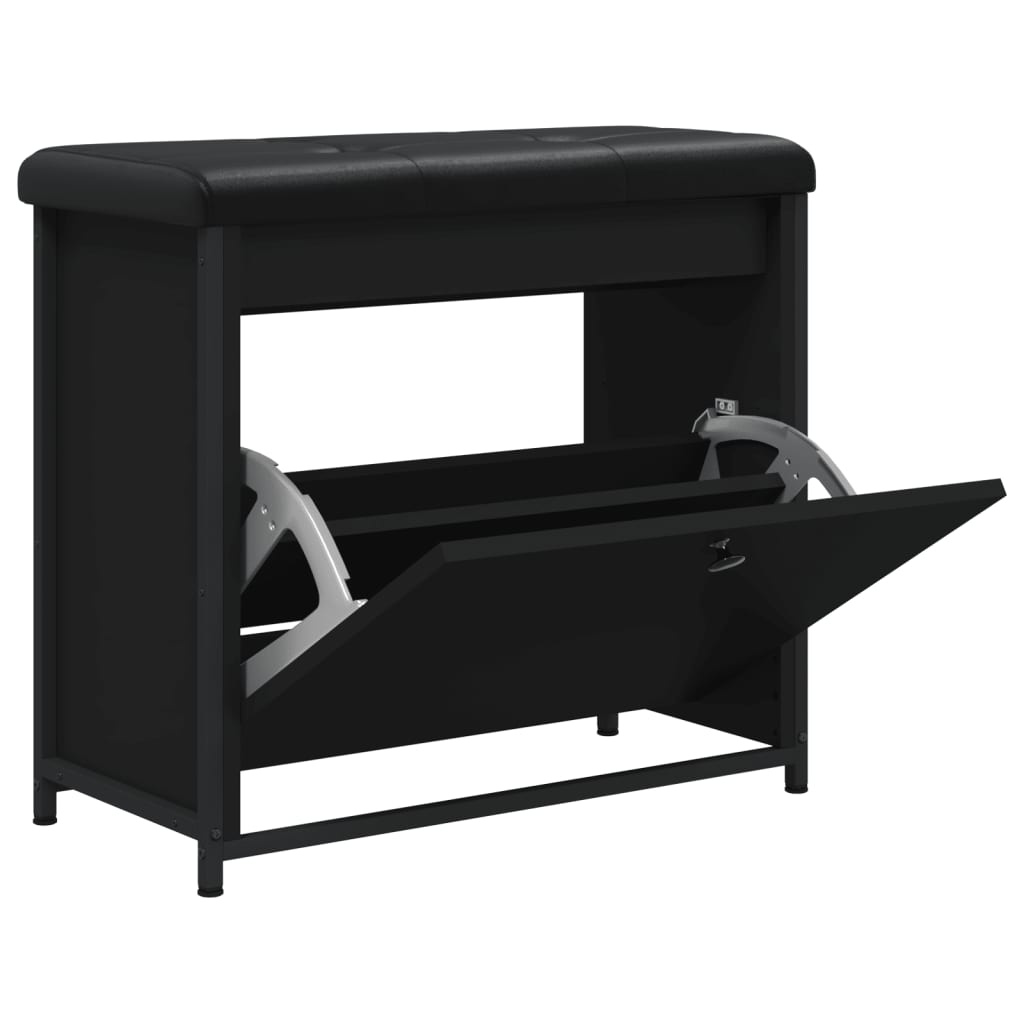 VidaXL Schoenenbankje met klaplade 62x32x56 cm zwart