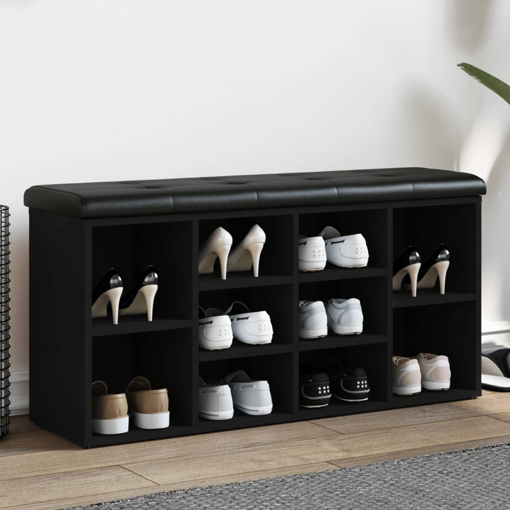 VidaXL Schoenenbank 102x32x50 cm bewerkt hout zwart
