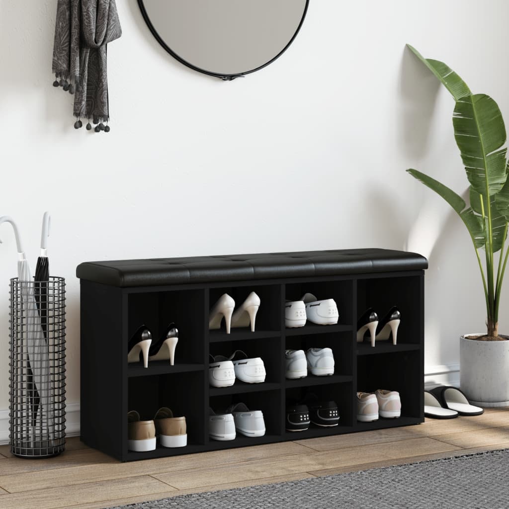 VidaXL Schoenenbank 102x32x50 cm bewerkt hout zwart