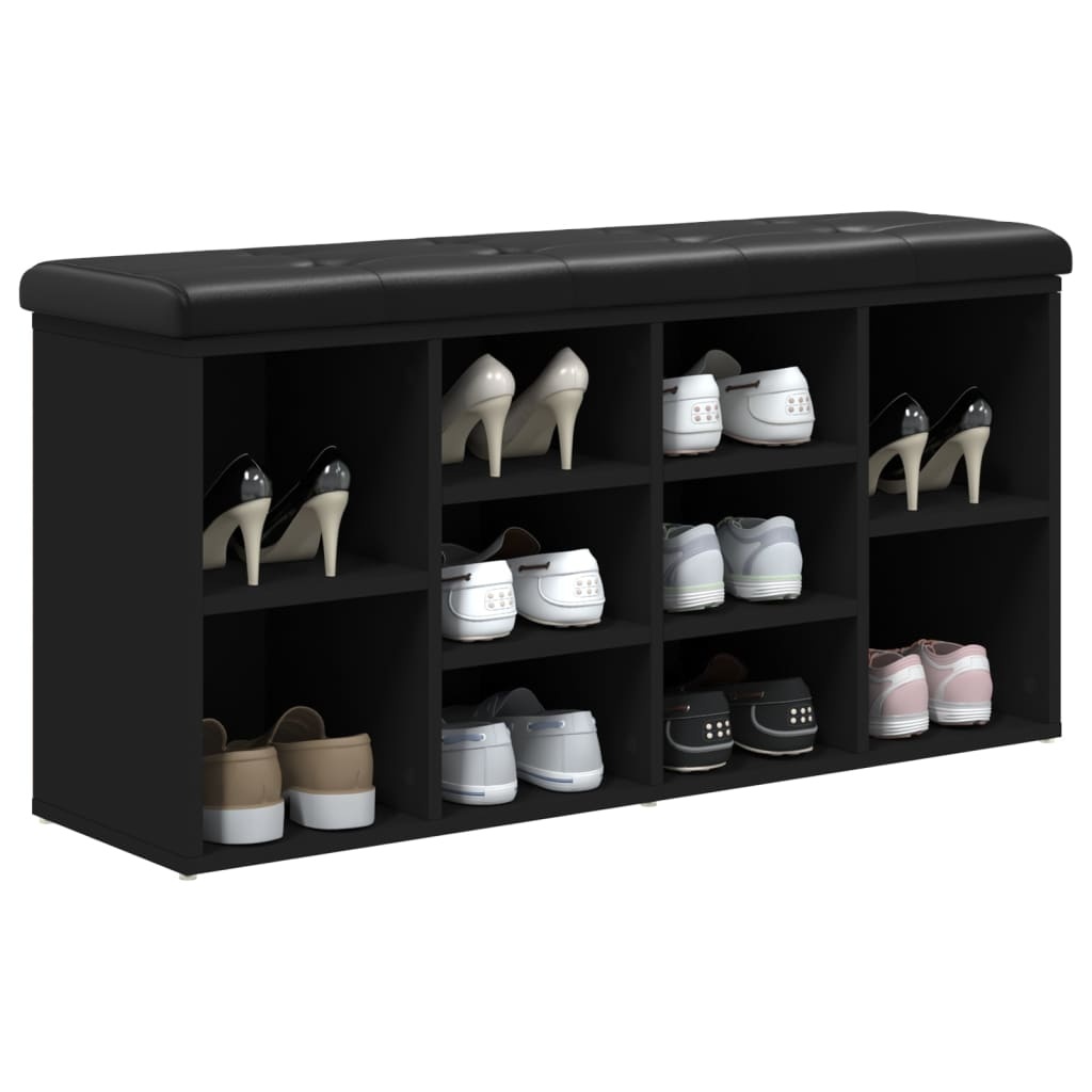 VidaXL Schoenenbank 102x32x50 cm bewerkt hout zwart