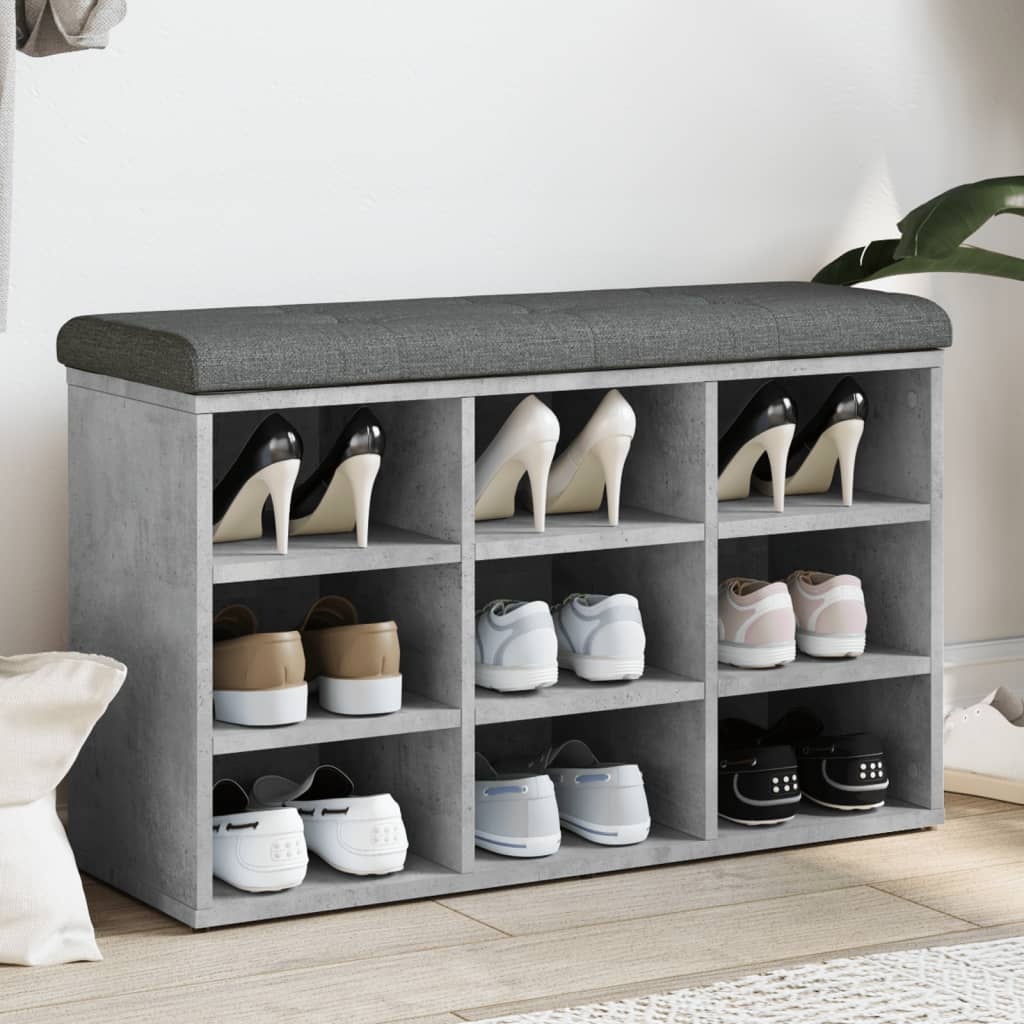 VidaXL Schoenenbank 82x32x50 cm bewerkt hout betongrijs
