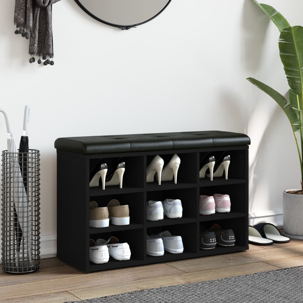 VidaXL Schoenenbank 82x32x50 cm bewerkt hout zwart