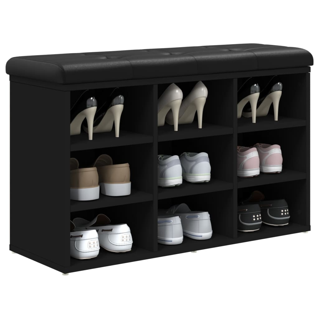 VidaXL Schoenenbank 82x32x50 cm bewerkt hout zwart