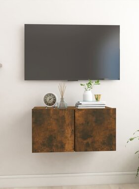 vidaXL Tv-meubel hangend 60x30x30 cm bewerkt hout gerookt eikenkleurig