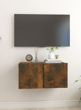 VidaXL Tv-meubel hangend 60x30x30 cm bewerkt hout gerookt eikenkleurig