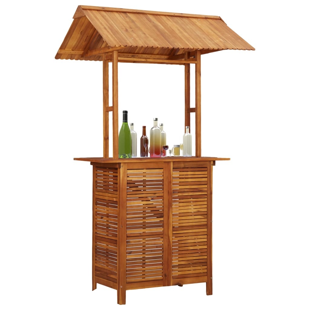 VidaXL Bartafel met dak voor buiten 113x106x217 cm massief acaciahout