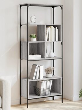 vidaXL Boekenkast 5-laags 76x33x188,5 cm bewerkt hout grijs sonoma