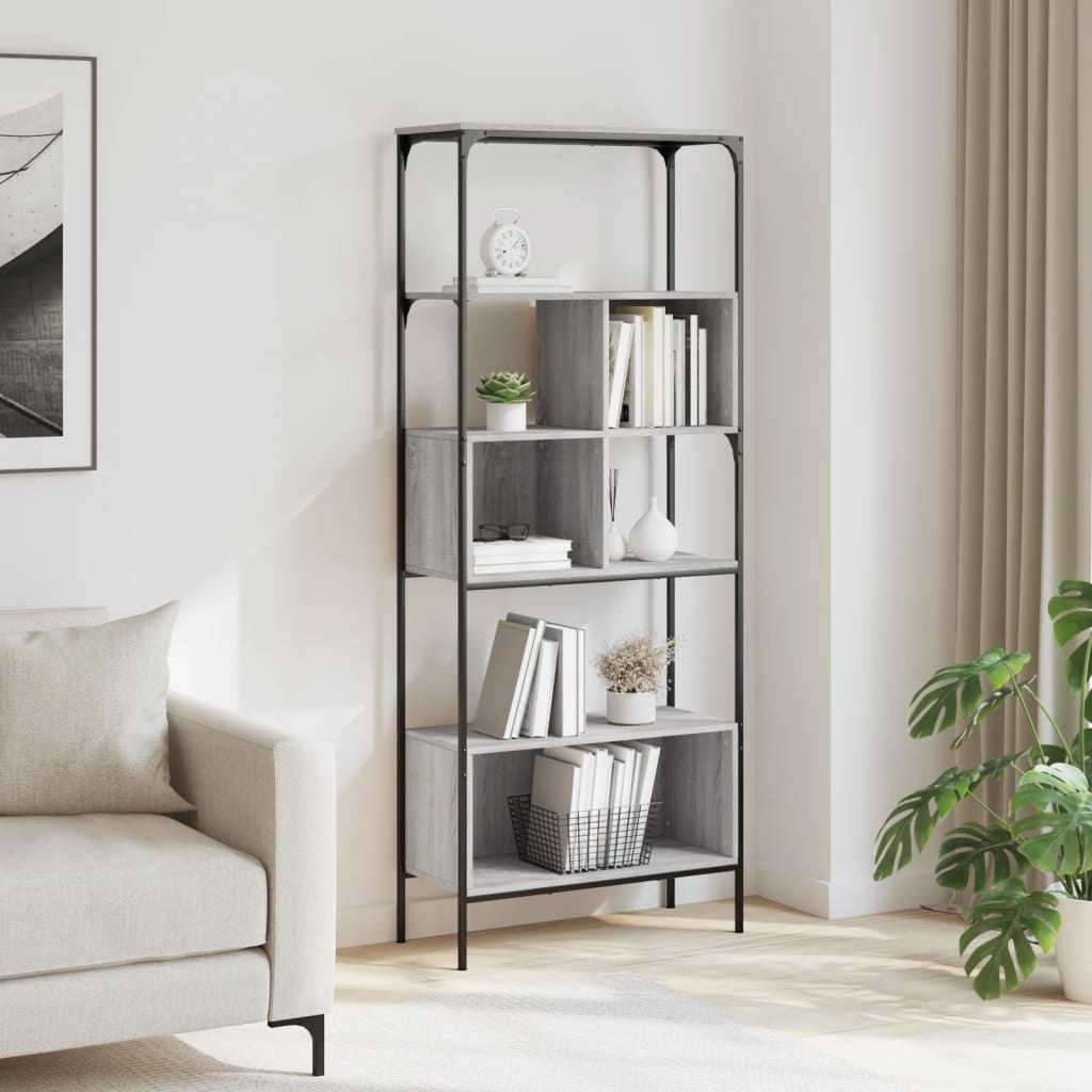 VidaXL Boekenkast 5-laags 76x33x188,5 cm bewerkt hout grijs sonoma