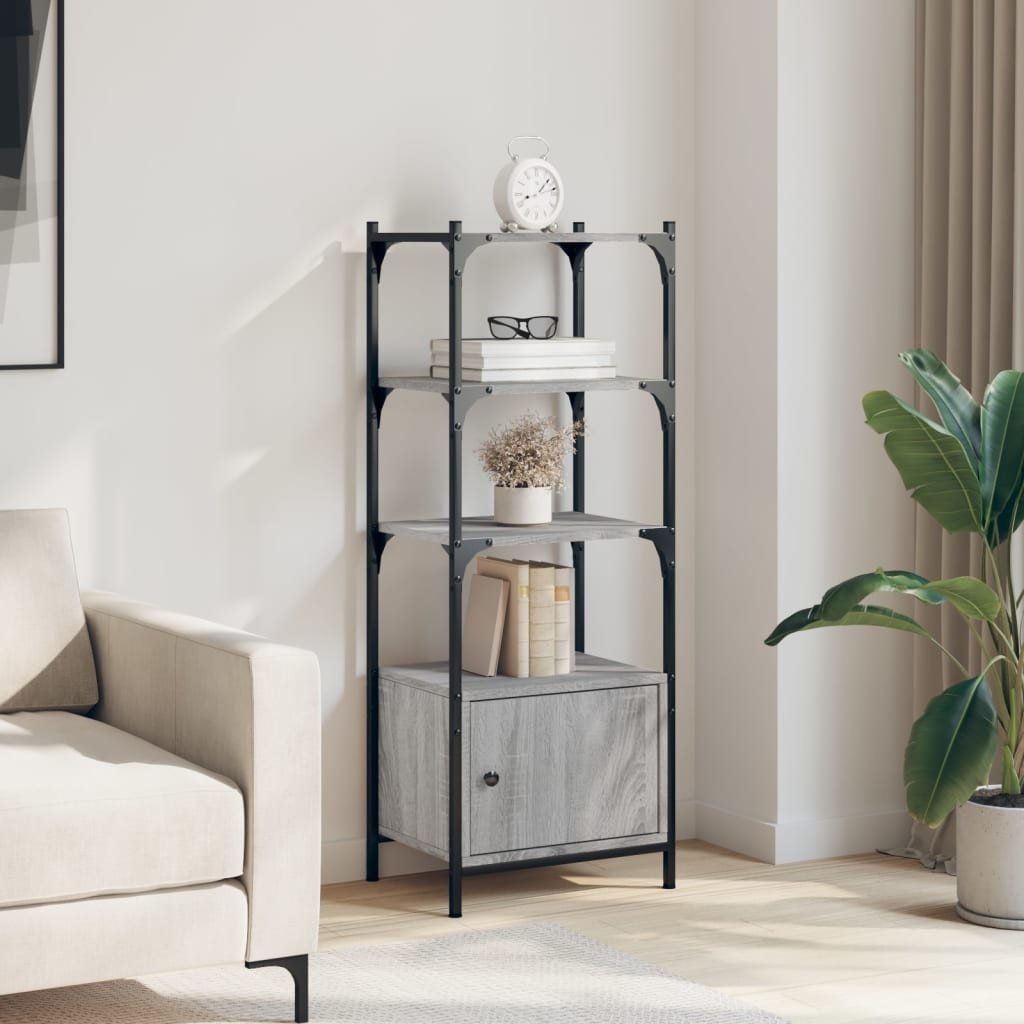 VidaXL Boekenkast 3-laags 41x30x109,5 cm bewerkt hout grijs sonoma
