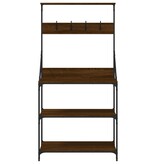 vidaXL Bakkersrek met haken 4-laags bewerkt hout bruin eikenkleurig