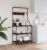 VidaXL Bakkersrek met haken 4-laags bewerkt hout gerookt eikenkleurig