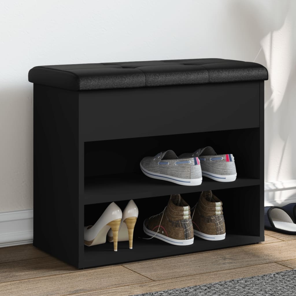 VidaXL Schoenenbankje 62x32x50 cm bewerkt hout zwart