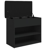 VidaXL Schoenenbankje 62x32x50 cm bewerkt hout zwart