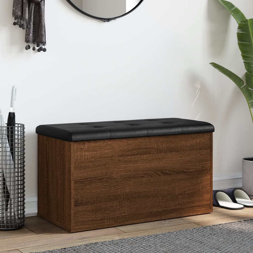 VidaXL Opbergbankje 82x42x45 cm bewerkt hout bruineikenkleurig
