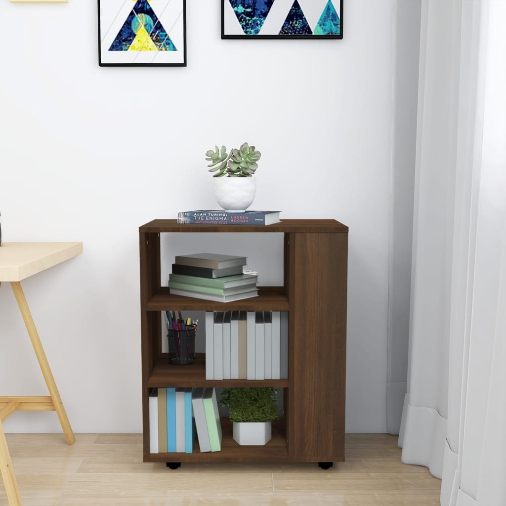 VidaXL Kast verrijdbaar 60x35x75 cm bewerkt hout bruineikenkleurig