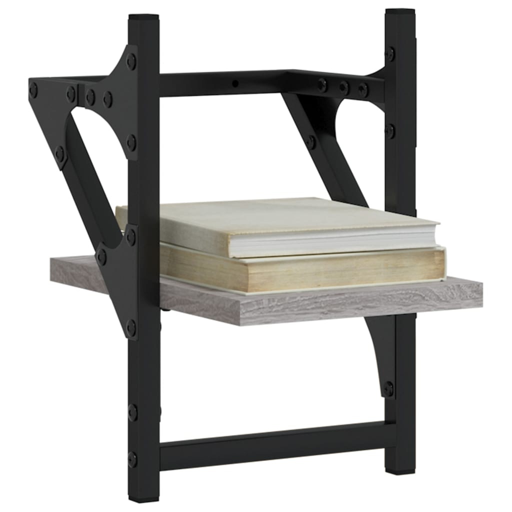 VidaXL Wandschappen met stangen 2 st 20x25x30 cm grijs sonoma eiken