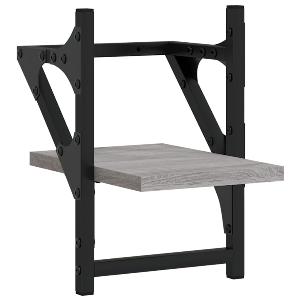 VidaXL Wandschappen met stangen 2 st 20x25x30 cm grijs sonoma eiken