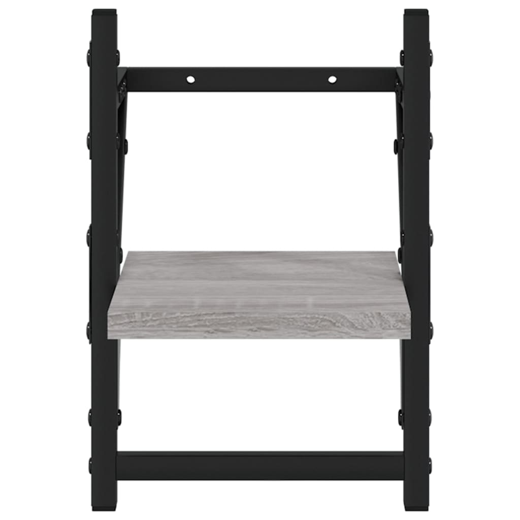 VidaXL Wandschappen met stangen 2 st 20x25x30 cm grijs sonoma eiken