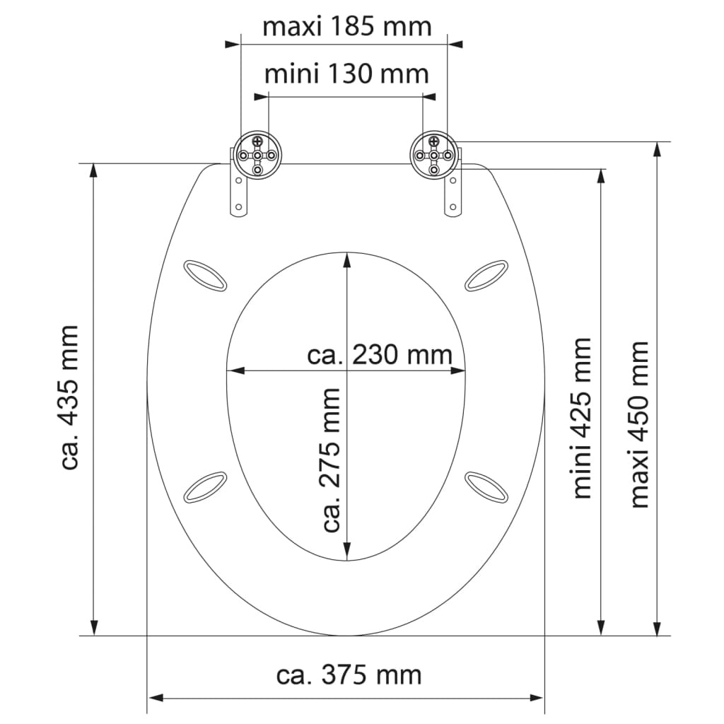 vidaXL Toiletbril met soft-close ASIA MDF hoogglans