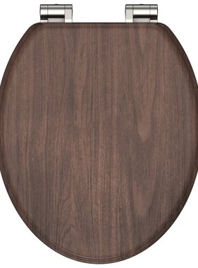 vidaXL Toiletbril met soft-close DARK WOOD MDF