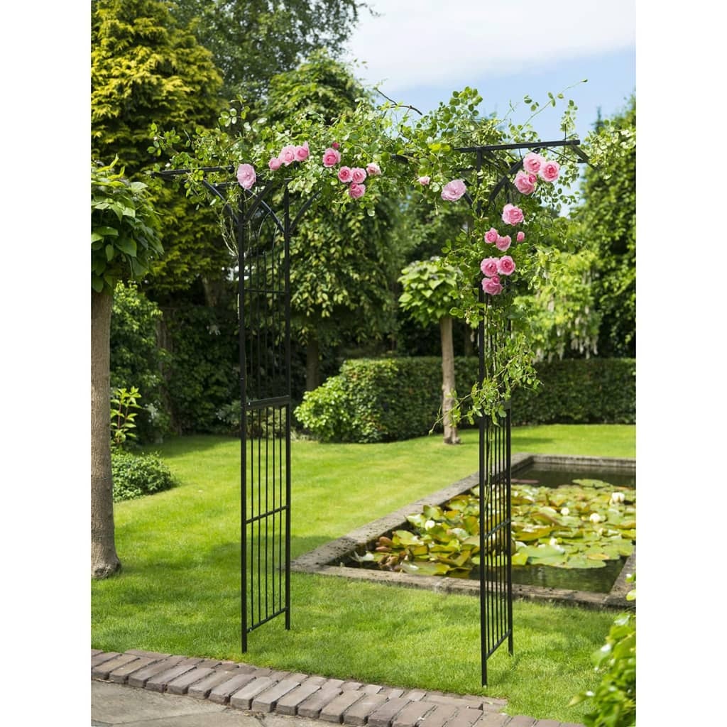 vidaXL Tuinboog 114x66x232 cm metaal zwart