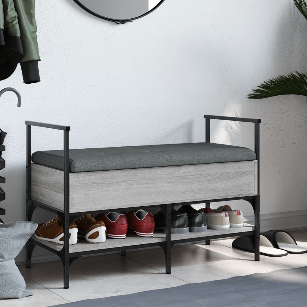 VidaXL Schoenenbank 85,5x42x57,5 cm bewerkt hout grijs sonoma